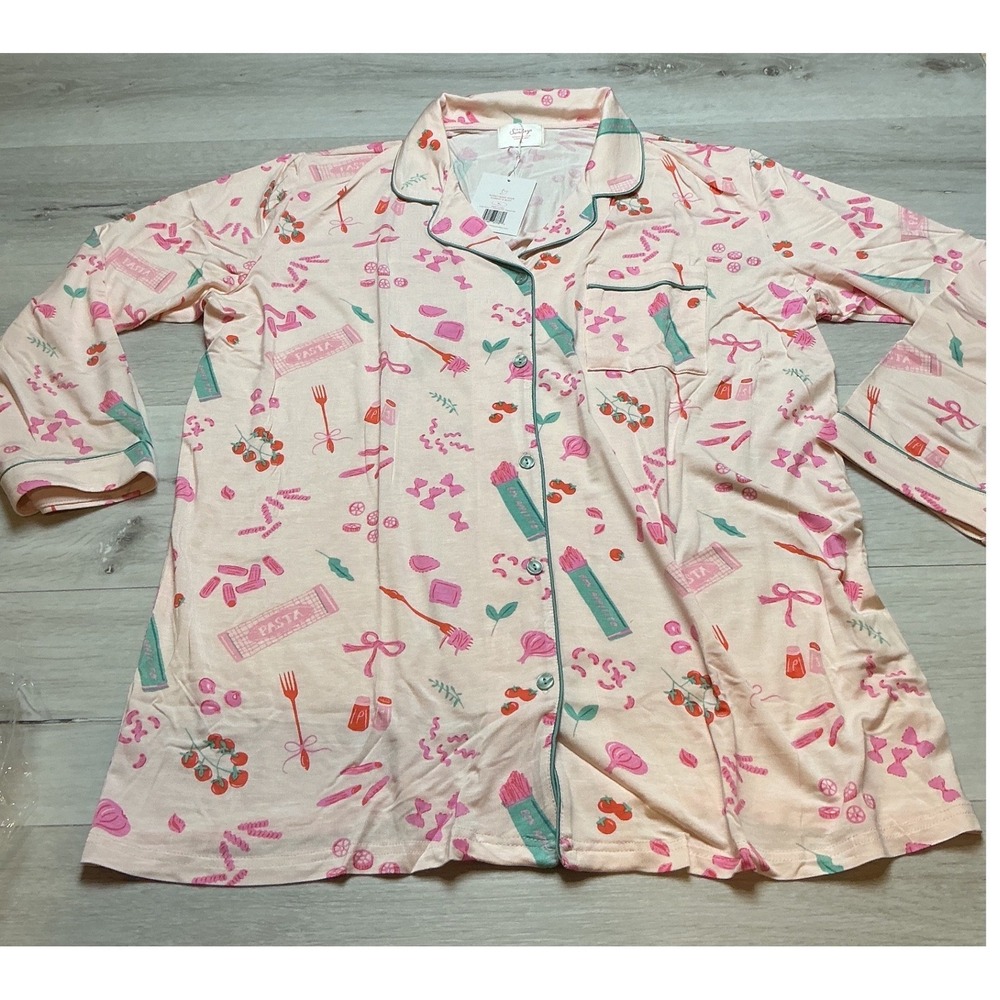 In My Sundays Pasta La Vista Pajama Set Pink XL New With Tags - Picture 4 of 7